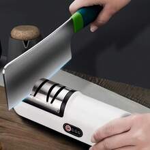 Rechargeable Cordless Electric Knife Sharpener: Portable 2-Stage Diamond Sharpening System For Kitchen, Camping, And Outdoor Use - Sharpens Stainless Steel & Serrated Knives (Knives NOT Included) - White - View 2