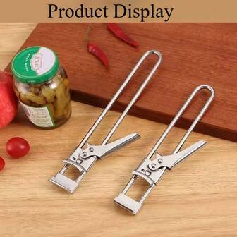 1pc Heavy-Duty Stainless Steel Adjustable Opener With Ergonomic Handle & Lever Mechanism - One-Handed Can Opener For Jars, Bottles, Tins - Manual Kitchen Tool For, -Friendly, - (No Edges) - Ideal