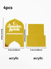 4pcs/8pcs Gold Acrylic Display Stands, Gold Mini Geometric Pattern Display Trays, Dates Rack Set, Delicate Mini Holders, Suitable For Displaying Dates, Pastries Or As Desktop Decor. Islamic Style Desktop Ornaments, Creative Decorations, Applicable For Family Gatherings And Dining Table Settings. Multi-Functional Pastry Tray, Suitable For Living Room, Kitchen, Dining Table And Holiday Occasions. - Multicolor - View 8