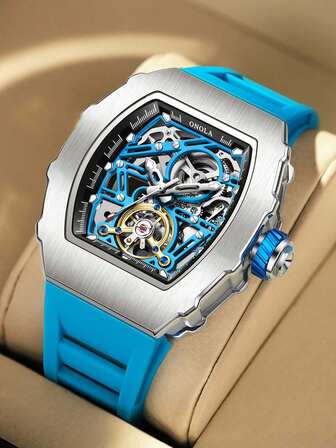  Relojes automáticos mecánicos de hombre de la marca ONOLA, relojes deportivos de alta calidad, relojes de esqueleto con tourbillón de cuerda automática, adecuados para usar en diversas ocasiones, regalos perfectos