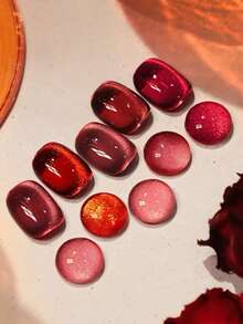 Miss Leia 1-8 15ml Autumn/Winter Nail Ankola Red Glass Bead Cat Eye's Gel Nail Polish, Brightens Skin Tone, Versatile, New Year Red Cherry Cat Eye Nail Polish, Color Gel Clear Coat, Beginner Nail Art, UV LED Curing, Soakable Semi-Permanent, Suitable For Beauty Salon Nail Salon Sets, DIY, Home, Holiday Gifts For Women, Nail Art, Suitable For All Seasons - Multicolor - View 4