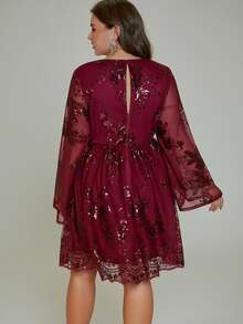 D&M 亮片刺绣性感深V长袖舞会晚礼服