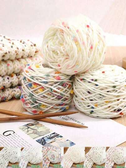 1pc Jelly Bean Style Mohair Yarn Ball,Hand Made Spray Color Slub Wool Yarn Ball,Multicolor Speckled Mohair Bulky Yarn,ForKnitting DIY Scarves Hats Crafts,DIY Knitting Of Dolls, Bags, Sweaters, Blankets Etc.