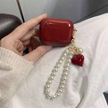 1个黑白/酒红色花卉挂链耳机套，兼容耳机，保护套适用于第一代/第二代耳机，新款无线耳机套适用于Pro3/Pro/Pro2，送给男朋友/女朋友的礼物 - 酒紅色 - 查看 2