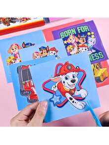 Paw Patrol 卡通汪汪队立大功毛毛、阿奇、甜甜、慧慧、露玛手工剪纸狗狗小队原创益智游戏奖励儿童手工礼品套装（剪刀颜色随机）情人节、圣诞节、圣诞袜填充物、复活节惊喜 - 彩色 - 查看 5