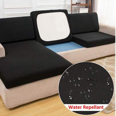1pc Removable & Washable High Stretch Solid Color Sofa Seat Cushion Cover, Polyester Sofa Back Cover Suitable For Living Room