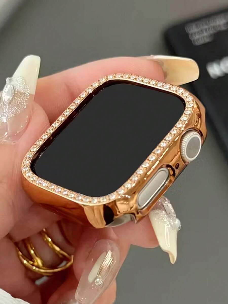 1pc Ultra/SE/10/9/8/7/6/5/4/3/2/1 Compatible Hard PC Hollow Out Protective Case With Sparkling Rhinestone Accent - Scratch-Resistant, Non-Slip Grip, Lightweight Design For Men & Women, Smartwatch Accessory