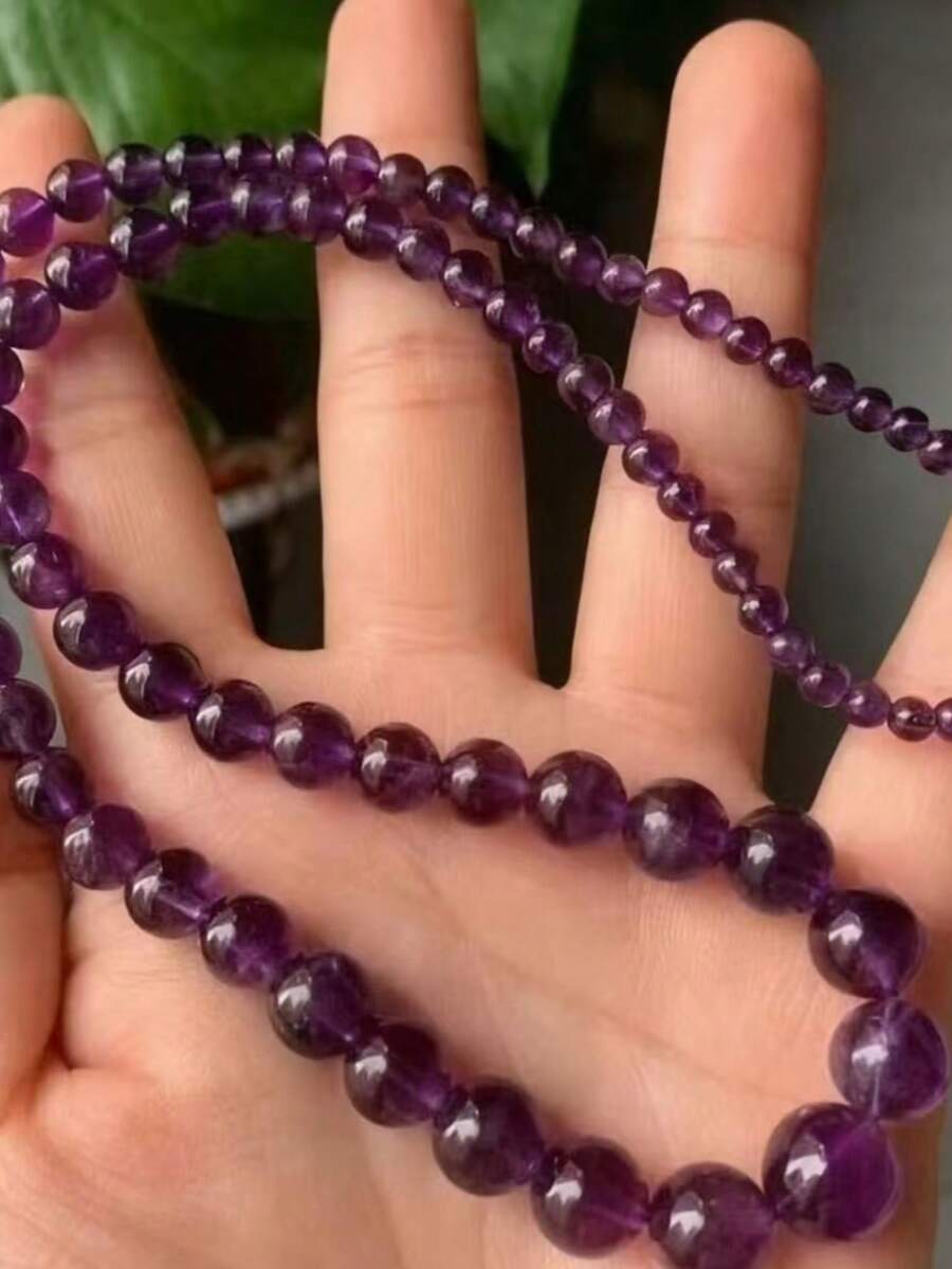 Fashionable Minimalist Niche Versatile Purple Beaded Chain Necklace, Bohemian Style - Purple Beaded Tower Chain Necklace - View 1