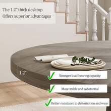 Mesa de Comedor para 4 a 6 Personas, Mesa de Comedor Redonda de 47 Pulgadas, Mesa de Cocina de Madera con Patas robustas, Mesa de Comedor para Comedor, Cocina - Gris - Ver 6