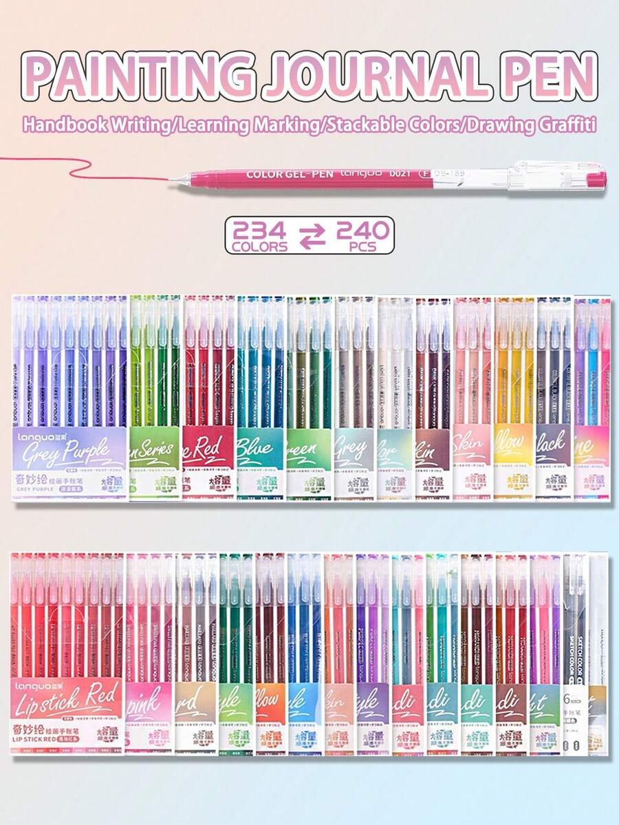 Languo 207 Colors 1 Set High Capacity Color Neutral Pen, Student ...