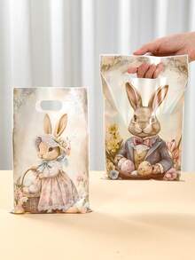 10/25/50pcs Easter Small Gift Handbags Sweet Bags, Easter Retro Cute Rabbit Design Gift Bags For Easter Party Decorations, Small Treat Gift Packaging Bags, Happy Easter Gift Bakery Packing Supplies,Home Decor,Table Decor,Easter Bunny Design Gift Bags Candy Bags,Easter Bunnies Decor,Easter Eggs Decor,Rabbit Decor,2026 New Year Decor,Easter Bunnies Gift - Easter Retro - View 10