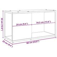 Mobile porta TV vidaXL in legno antico, 60x24x32 cm, legno composito - Cammello - Visualizzare 10