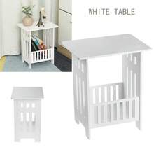 Small Bedside Table Cabinet Side End Coffee Tea Table Nightstand Storage Shelf - White - View 7