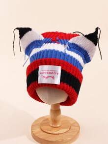 180g Pig Ear Style Knitted Beanie Hat, Warm & Fashionable, Unisex - Multicolor - View 8