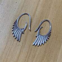 一对波西米亚风格复古天使翼耳环，时尚独特的女性礼物，适合派对 - 復古銀色 - 查看 4