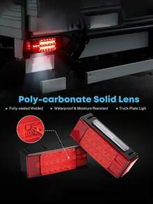 New Submersible 2PCS LED Trailer Light Kit, Super Bright Brake Stop Turn Tail License Lights For Camper Truck RV Boat Snowmobile Over 80" Inches