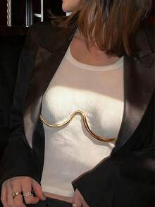 金色胸罩托链胸罩性感内衣夜店比基尼金属身体链饰品女士 - 金色 - 查看 1