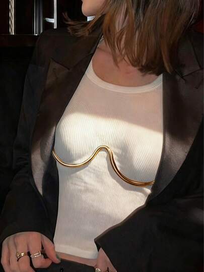 Gold Bra Bracket Chain Chest Bralette Sexy Lingerie Nightclub Bikini Metal Body Chain Jewelry For Women