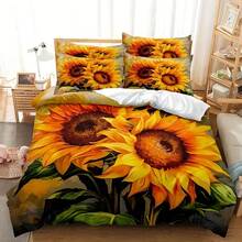 3pcs Sunflower Pattern Bedding Set, 100% Polyester Breathable Bedding, With Zipper Closure, Machine Washable, Digital Printed Duvet Cover And 2 Pillowcases, Suitable For Bedroom And Dorm Decor - 1 Duvet Cover + 2 Pillowcases (Filler Not Included) - Yellow - View 8