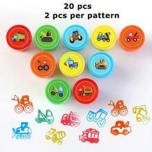 10/20/30pcs Car Theme Stamps, Including Garbage Truck Stamp, Engineering Vehicle Self-Inking Ink Dump Truck Plastic Stamps, Suitable For Teachers - Multicolor - View 15