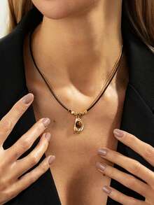 1 件/套复古优雅多层虎眼石吊坠项链，女士双层锁骨链首饰套装，女士日常派对配饰，时尚首饰，最佳朋友礼物，秋冬毛衣链首饰礼物 - 彩色 - 查看 3