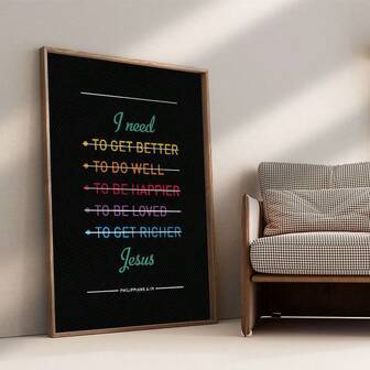 1pc/Set Vintage I Need Jesus Christian Bible Quotes Canvas Posters Prints,Canvas Print Posters,Christian Canvas Wall Arts,Retro Art Aesthetics,Suitable For Bedroom,Living Room,Autumn, Spring,Classroom,Home Office,Dining Room,Office Home Decoration,No Frame