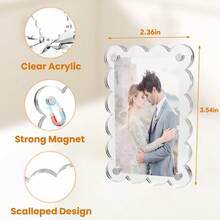 WSXC 10 Pack 2.36 X 3.54 Inch Acrylic Fridge Magnetic Frame Scalloped Double Sided Polaroid Frame Magnet Picture Frames For Fridge Suit Fujifilm Instax Mini Frames For Fridge/Locker Colorful Set - Colorful - View 3