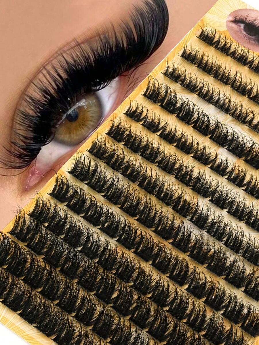 156 Pieces Of Clustered Individual False Eyelashes, Professionally Made, Natural Effect, D-Shaped Curl, Suitable For DIY Eyelash Extension For Glamorous Looks, Length 10-16mm, Natural Appearance Eyelash Clusters, Fluffy Clustered Eyelashes, DIY Eyelash Extension, Eyelash Clusters, Individual False Eyelashes, Eyelashes, False Eyelashes - C - Xem 1