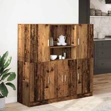 3 Piece Kitchen Cabinet Set Old Wood Engineered Wood - Brown - View 4