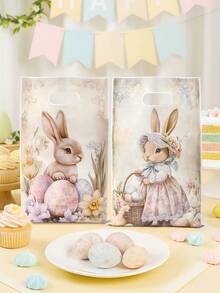 10/25/50pcs Easter Small Gift Handbags Sweet Bags, Easter Retro Cute Rabbit Design Gift Bags For Easter Party Decorations, Small Treat Gift Packaging Bags, Happy Easter Gift Bakery Packing Supplies,Home Decor,Table Decor,Easter Bunny Design Gift Bags Candy Bags,Easter Bunnies Decor,Easter Eggs Decor,Rabbit Decor,2026 New Year Decor,Easter Bunnies Gift - Easter Retro - View 4