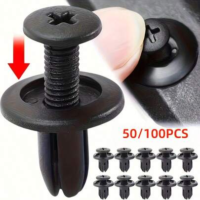 50/100pcs Car Fastener Clip Set, Rivet Clips, Bumper Edge Trim Clips, Auto Parts