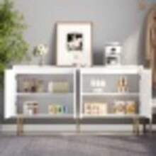 Modern And Simple Sideboard, Modern Sideboard Cabinet, Buffet Storage Set For Living Room, 140L X 38W X 75H (Cm) - 白色 - 查看 4