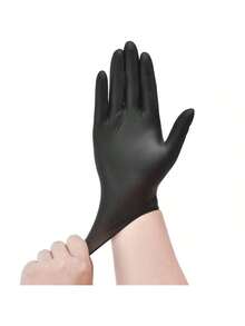 50/100 Pieces Of Black Powder-Free Nitrile Gloves, Latex-Free Disposable Gloves, Durable Household Cleaning Gloves, Available In Sizes S, M, L, And XL. Suitable For Kitchens, Bathrooms, Cleaning, Beauty, Hair Dyeing, Pets, Beauty Salons, Cleaning Supplies, And Household Tools (Without Box). - 黑色 - 查看 8