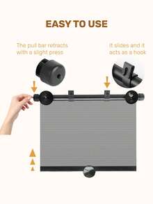 2pcs Adjustable Car Side Window Sunshade, Suction Cup Blackout Side Window Cover, Blocks UV Rays And Heat, Reduces Glare, Fits Various Car Windows, Essential For Vacation And Travel, Also Suitable For Baby Car Seats, All Seasons - Black - View 5