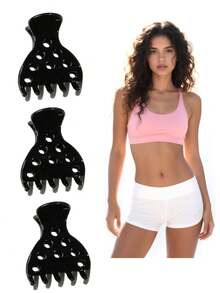 1pc/3pcs Hair Root Lifting Hair Clips,Volume Styling Accessories,Root Lifter For Bouncy Curls, No-Crease Hair Root Lifters For Natural Volumes, Claw Clips For Wrinkle-Free Roots, Natural Curling Clips Women Hair Claw Casual Hair Clutch - Black - View 13