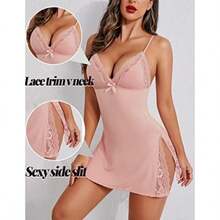- Lencería para mujer, con tirantes delgados, camisón de babydoll(G Rosa claro) - Multicolor - Ver 3