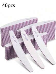 半月形专业指甲锉 - 双面灰色指甲工具，适用于亚克力指甲、美甲延长、DIY 和美甲沙龙，20 片装/100/180 目，可选 1/5/10/50/100 片装 - 彩色 - 查看 16