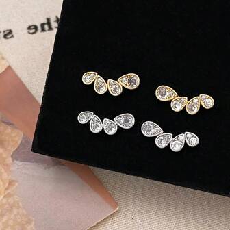 Minimalist Versatile Exquisite Luxury Water Drop Zirconia Stud Earrings For Women, Niche Design With High-End Vibe, Elegant Mature Elegant Earrings For Daily Commute