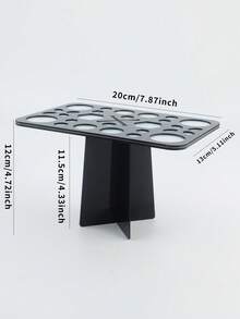 28-Slot Foldable Acrylic & Silicone Makeup Brush Holder - Black, Sturdy Adhesive Non-Slip Design, Suitable For Nail Art & Paintbrushes, Space-Saving Desktop Organizer, Geometric Slot Design, Durable Artist Brush Rack - Multicolor - View 10