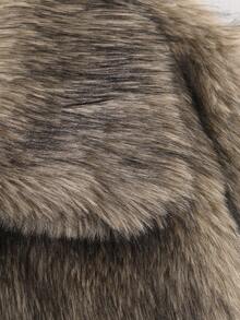 女士冬季街头时尚翻领人造毛皮夹克休闲宽松保暖长袖外套 - 彩色 - 查看 7