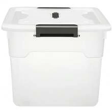 Bakaji 一組4個帶蓋塑膠衣物收納盒，可堆疊收納整理，適用於衣物、衣櫃、玩具、書籍等，節省空間，4個容量30公升。 - 白色 - 查看 6