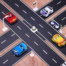 5m X 5cm Reusable Cartoon Road Track Stickers, Cars And Washi Tape - Black Polyurethane Tape For Party Racing Decoration, DIY Road Traffic/Car Self-Adhesive Stickers/Car Themed Decor - Black - View 2