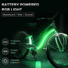 19.68-Inch/50cm LED Bicycle Decorative Light, Suitable For Night Riding, USB Powered, RGB Mode Effects, Suitable For Men's, Women's Or Children's Scooters. (2-In-1) - 1tow2-rGB - View 4