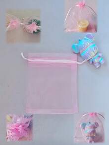 5/10/20/50/100pcs Multi-Color Fashion Gift Packaging Bags, Gift Bags, Household Items, Nylon Storage Bags, Holiday Party Supplies, Wedding Supplies, Gift Decoration Packaging - Pink - View 2