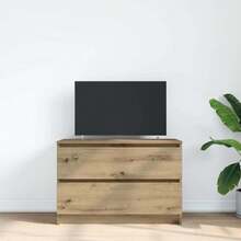 Mobile TV vidaXL, rovere lavorato a mano, 80x35x54 cm, legno composito - Cammello - Visualizzare 3