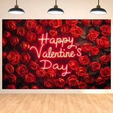 1pc Happy Galentine's Day, Love Valentine Background, Neon Photography Background Banner, Party Decorations, Wedding, Birthday, Anniversary, Gift Shower, Holiday Decoration, Party Wall Decoration, Polyester Material, Indoor/Outdoor Decoration, Home, Garden, Patio Decoration - Multicolor - View 14