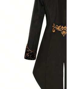 Steampunk Medieval Embroidered Tailcoat Jacket For Men, Halloween Stage Performance Costume - Black - View 5