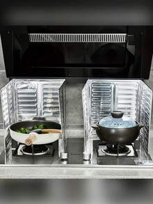 1/2 Packs Aluminum Kitchen Splash Guard - Foldable, Non-Food Contact Grease & Heat Protection, Suitable For Gas Stove, Cooking Protection, Splatter Shield - Multicolor - View 7