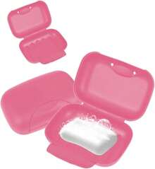 VIBES 2 Jaboneras de Viaje - Set de Caja Jabonera Sellada a Prueba de Fugas, Portaón Portátil y Duradero, Soap Cover para Baño, Ducha, Maleta de Gym o Equipaje, Oficina (Rosa) - Rosa - Ver 7
