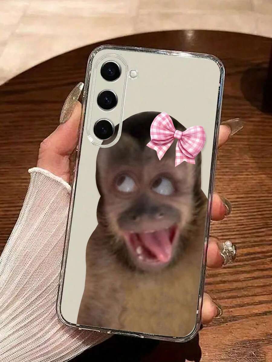 1pc Transparent Monkey Painted Thick Anti-Drop Painted Phone Case Compatible With IPhone 16/11/16pro/16plus/16promax/16e/15Promax/13/14/12/XS/XR/7G/8P, Compatible With Samsung Galaxy S25/S25PLUS/S25 Ultra/A16/A36/A26/A56/A50/A12/A32/A52 - Multicolor - View 1